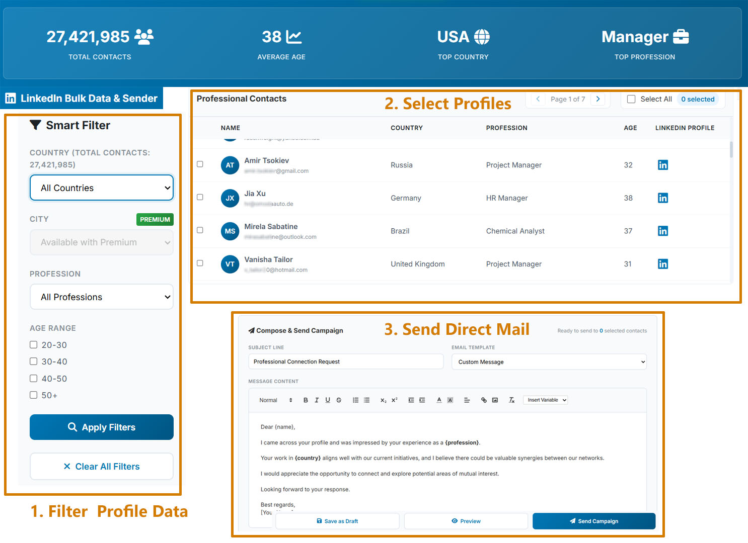 LinkedIn Pro Connect Dashboard